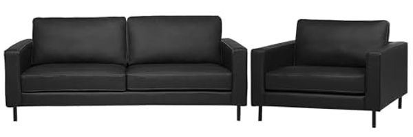 Sofa Set Leder schwarz 4-Sitzer SAVALEN
