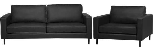 Sofa Set Leder schwarz 4-Sitzer SAVALEN