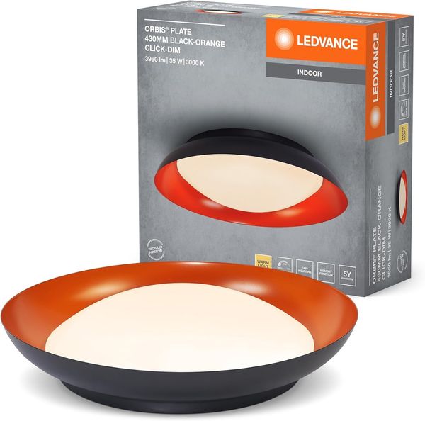 LEDVANCE Orbis Platte 430 mm 35 W 830 Click DIM Schwarz und Orange