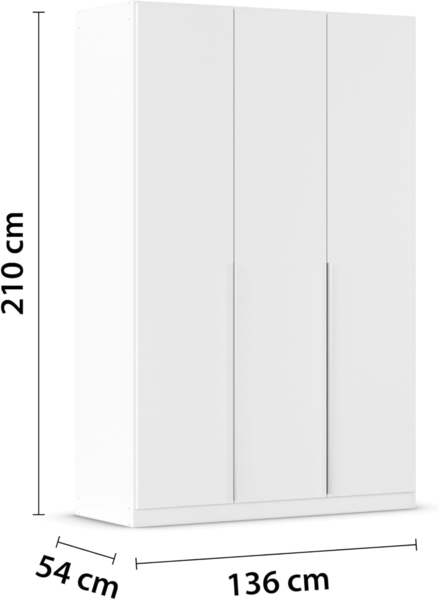 Rauch Möbel Alabama Schrank Kleiderschrank Drehtürenschrank Weiß 3-türig inklusive Zubehörpaket Classic 2 Kleiderstangen, 5 Einlegeböden BxHxT 136 x 210 x 54 cm Bild 3