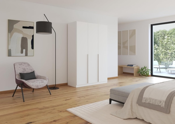 Rauch Möbel Alabama Schrank Kleiderschrank Drehtürenschrank Weiß 3-türig inklusive Zubehörpaket Classic 2 Kleiderstangen, 5 Einlegeböden BxHxT 136 x 210 x 54 cm Bild 2