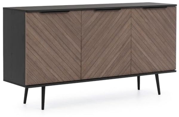 Lomadox Sideboard PRETORIA-132, Sideboard, Anrichte, 150cm breit, graphit mit braun in Holzoptik
