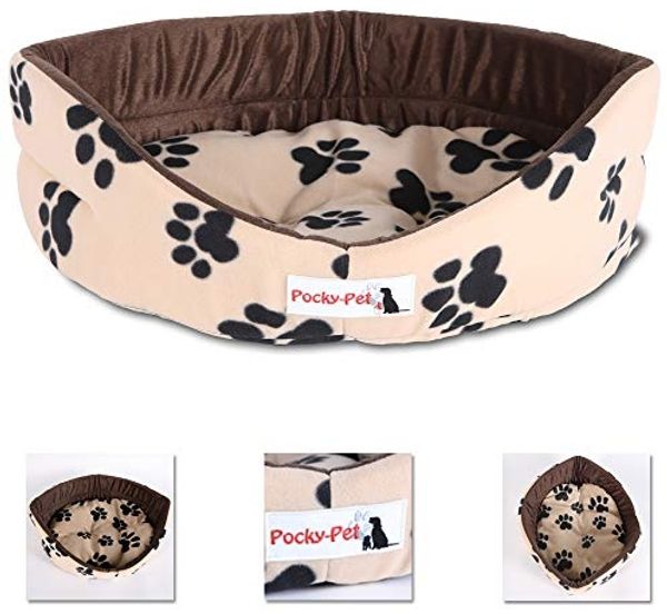 Home4Living Hundekorb Katzenbett Hundebett Plüsch 54x46cm Beige-Braun Kuschelbett, herausnehmbares Kissen Bild 6