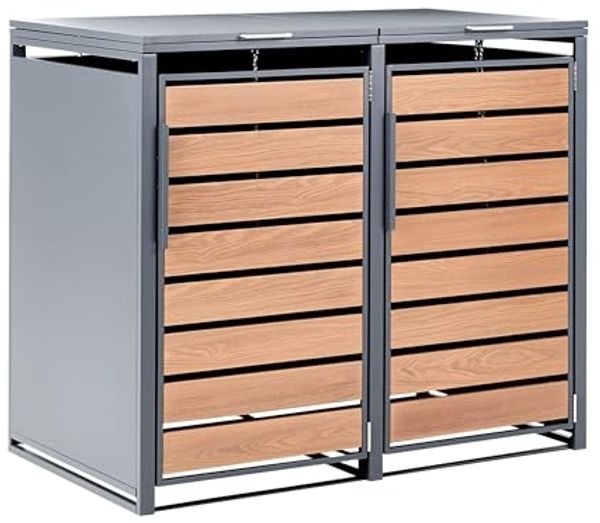 Mülltonnenbox 480 L POLICORO Doppelt Metall Dunkelgrau