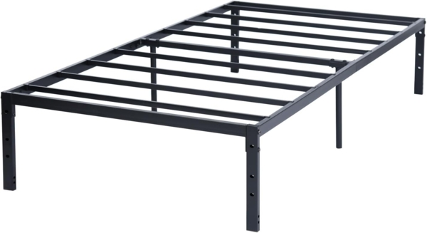 FurnitureR Bettrahmen 90x194 cm Metall Bettrahmen, Modernes Jugendbett mit Lattenrost, Doppelbett, Einzelbett, Schwarz, 36CM H, Kein Kopfboot Bild 8