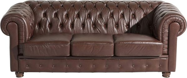 Bridgeport Sofa 3-Sitzer Wischleder Braun Buche Nussbaumfarben