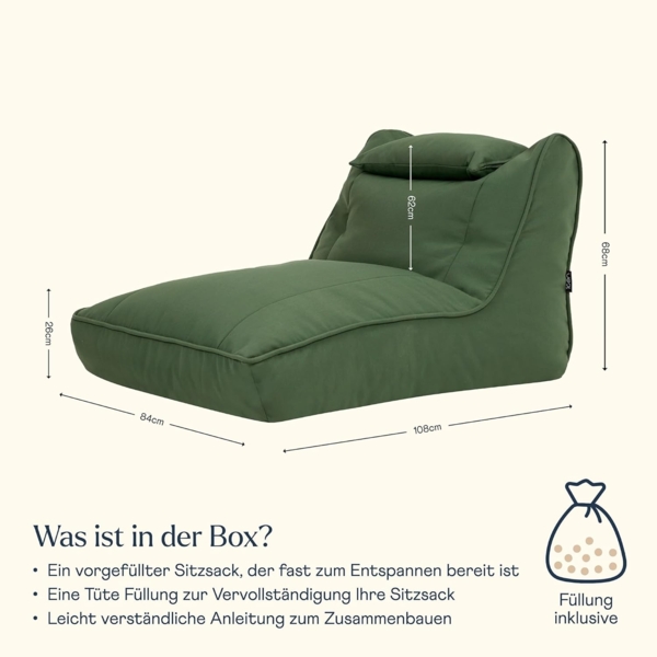 icon Sitzsack Liege aus Olefin „Nova“, mit Füllung, XXL, Made in Germany, für Erwachsene & Kinder, wetterfest Bild 3