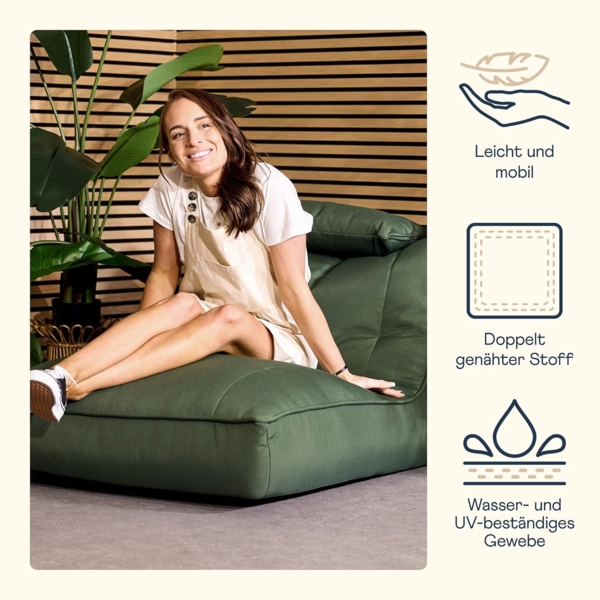 icon Sitzsack Liege aus Olefin „Nova“, mit Füllung, XXL, Made in Germany, für Erwachsene & Kinder, wetterfest Bild 6