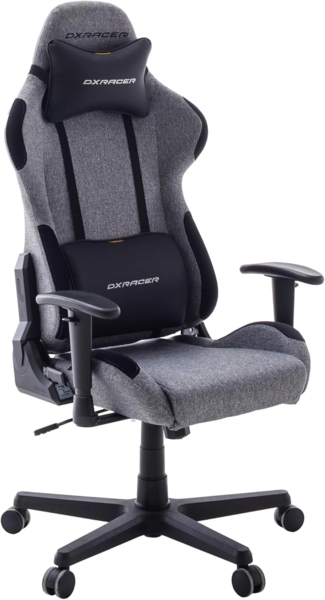 Robas Lund DXRacer 4.2 FD01 L/GN -New- Gaming-/ Büro-/ Schreibtischstuhl, mit Wippfunktion Gaming Stuhl Höhenverstellbarer Drehstuhl PC Stuhl Ergonomischer Chefsessel, grau-schwarz