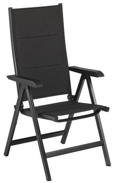 Kettler 'Basic Plus' Klappsessel mit verstellbarer Rückenlehne, Alu / Textilene, Schwarz