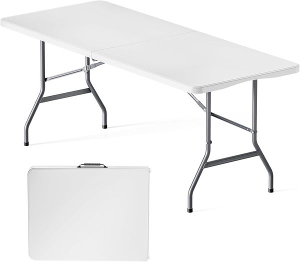 Wiltec Campingtisch klappbar 180 x 75 x 74 cm Klapptisch mit Tragegriff Partytisch Biertisch Gartentisch Buffettisch Bierzeltgarnitur Camping Tisch faltbar