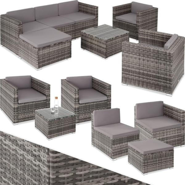 tectake Loungeset Rattan Lounge, (Set, 7-tlg), für 5 bis 6 Personen