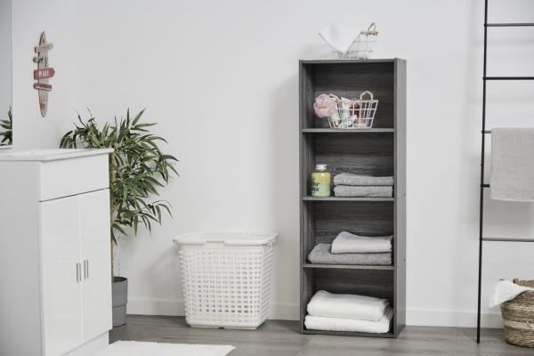 Iris Ohyama, Aufbewahrungseinheit, Bücherregal, 4 feste Regale, massiv, Design, multifunktional, Büro, Eingang, Schlafzimmer, Wohnzimmer – Basic Storage Shelf CX-4 – graue Eiche Bild 2