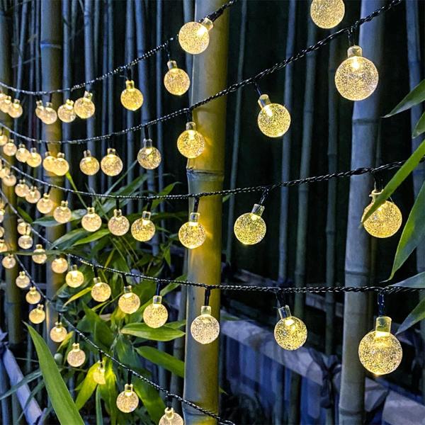 Anmossi Solarlampen für Außen, Solar Lichterkette Aussen,11M 60 LEDs Lichterkette,Warmweiß,8 Modi,Wasserdicht Außen Kugeln Lichterkette für Balkon,Garten,Bäume,Hochzeiten,Partys,Terrasse Bild 6