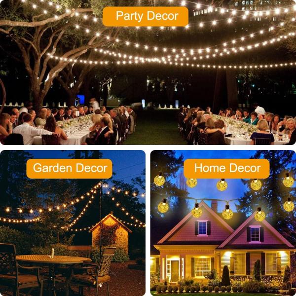 Anmossi Solarlampen für Außen, Solar Lichterkette Aussen,11M 60 LEDs Lichterkette,Warmweiß,8 Modi,Wasserdicht Außen Kugeln Lichterkette für Balkon,Garten,Bäume,Hochzeiten,Partys,Terrasse Bild 5