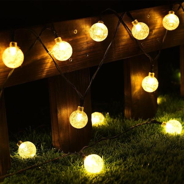 Anmossi Solarlampen für Außen, Solar Lichterkette Aussen,11M 60 LEDs Lichterkette,Warmweiß,8 Modi,Wasserdicht Außen Kugeln Lichterkette für Balkon,Garten,Bäume,Hochzeiten,Partys,Terrasse Bild 7