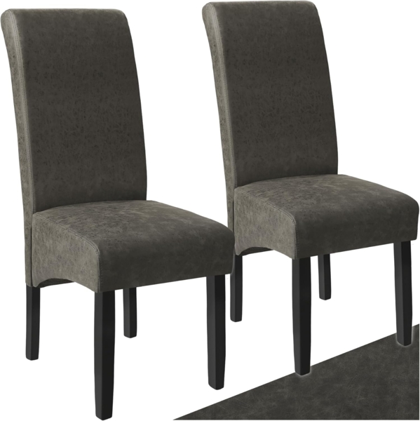 tectake Esszimmerstuhl (2er Set, 2 St), gepolstert mit Kunstlederbezug