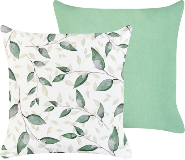 Gartenkissen 2er Set FLYLEAF Pflanzenmuster 45 x 45 cm Grün
