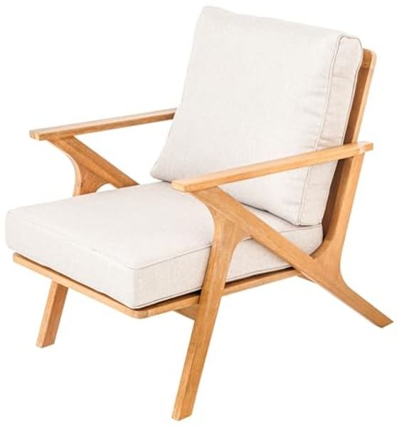 riess-ambiente Gartensessel COMFORT LINE natur/beige - Akazie, Massivholz, inkl. Sitzkissen (Einzelartikel, 1-St), Natürlicher Armlehnenstuhl - ideal für Garten, Balkon oder Terrasse