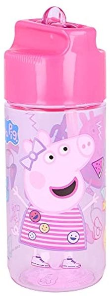 Tinisu Trinkflasche Peppa Pig Plastik Flasche 430 ml Trinkflasche Peppa Wutz Sportflasche