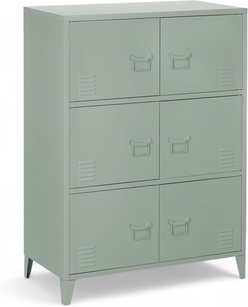 Industrial Wohnen 6-türiger Spindschrank Büroschrank Stahl 80x113x40cm grün