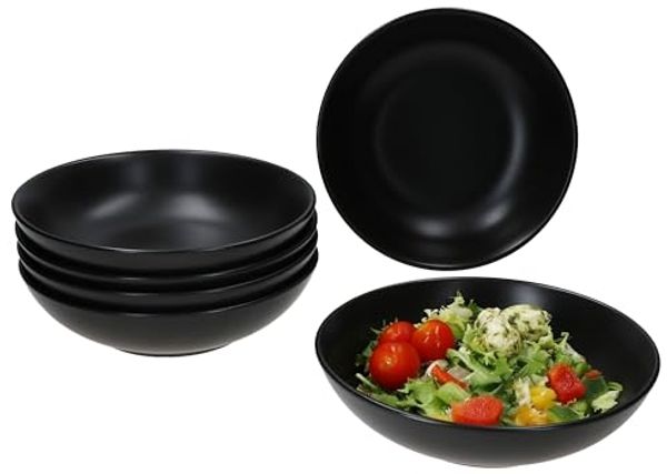 6x Panther Suppenteller schwarz 420ml Steingut 6 Personen