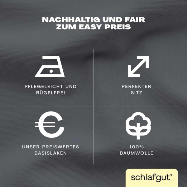 Schlafgut Spannbettlaken EASY aus 100% Baumwolle, weich & saugfähig, Marken-Bettlaken, Jersey, Gummizug: rundum, (1 Stück), für Matratzen bis 22 cm Höhe, in 90x200, 140x200 oder 180x200 cm Bild 2