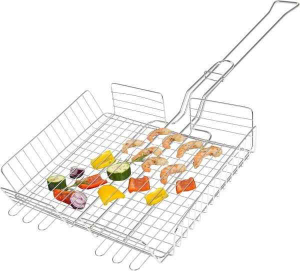 bremermann Grillguthalter Grillkorb, verstellbar für Gemüse, Garnelen, Fleisch // Edelstahl