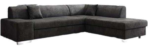 Designer Sofa Pina mit Schlaf- und Klappfunktion Samt Anthrazit Rechts