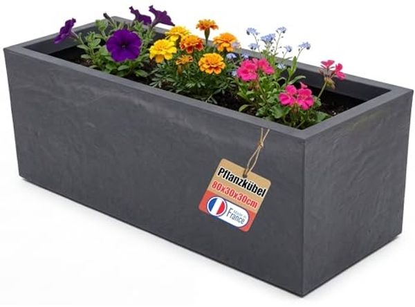 BigDean Pflanzkübel Vulkano, 72L Kübel rechteckig, Blumenkasten mit Wasserspeicher. (Stück, 1 St, Pflanzkübel), Integrierter Wasserspeicher & herstellbarer Wasserabfluss