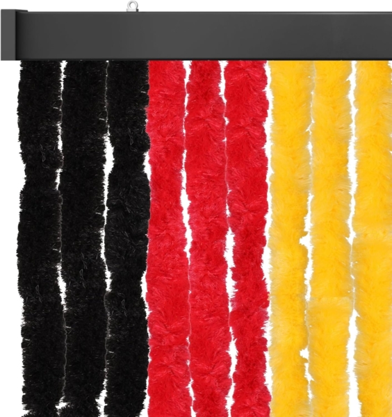 Flauschvorhang 100x220 ( Schwarz-Rot-Gelb ), perfekter Insekten- und Sichtschutz für Ihre Balkon- und Terrassentür, viele Farben