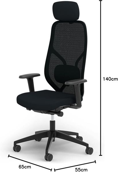 Ergotopia MasterBack Style I Ergonomischer Bürostuhl I Inkl. Synchronmechanik I Verstellbarere Kopfstütze & 3D+ Armlehnen I Schwarz Bild 3