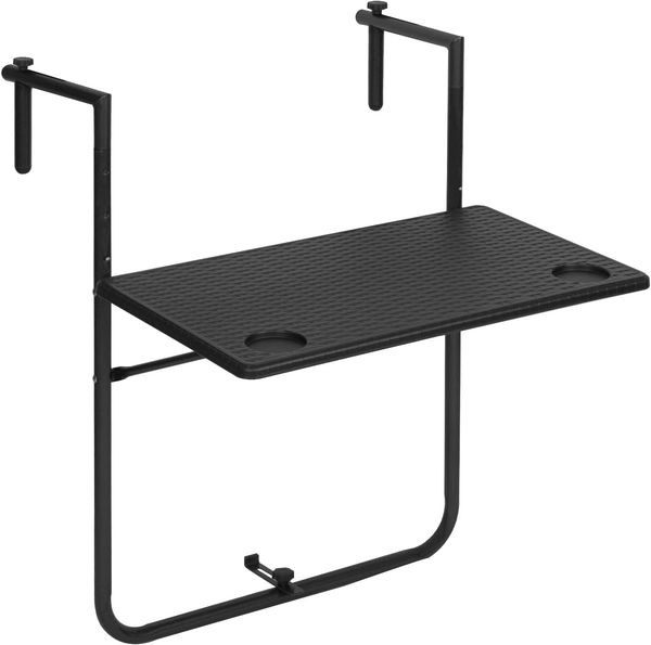Woltu Balkonhängetisch (1-St), Klapptisch zum Hängen, mit 3 Höhenverstellbar, Schwarz
