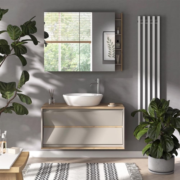 Badspiegelschrank Edelin Cashmere 100 x 75 cm mit Regalen Vicco Bild 2