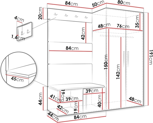 Garderoben-Set Mapreni I (Farbe: Artisan Eiche, Manila 18) Bild 4