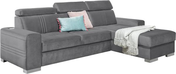 99rooms Neilo Ecksofa Velours ESITO Grau Rechts mit