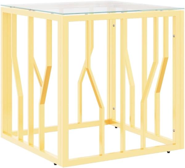 vidaXL Couchtisch Golden 50x50x50 cm Edelstahl und Glas 350042