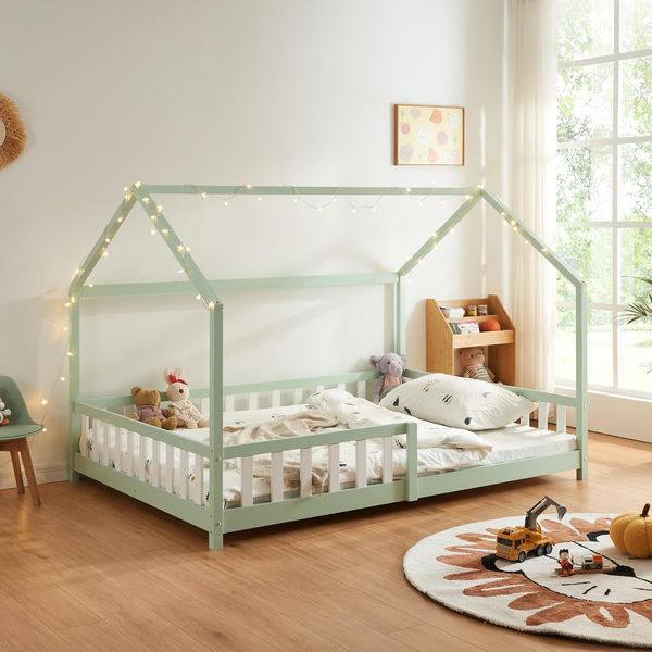 Hausbett Hesel mit Rausfallschutz 120x200cm Mintgrün [en. casa]