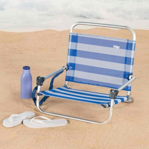 AKTIVE Klappbarer Strandstuhl, Camping, 46 x 44 x 49 cm, Sailor, Niedrige Sitzfläche, Ohne Vorderrohr, Tragkraft 110 kg, Schultertragegriff, Aluminiumstruktur, Leichte Klapp-Campingstühle (62677) Bild 2