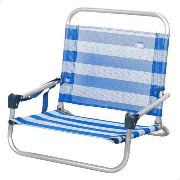 AKTIVE Klappbarer Strandstuhl, Camping, 46 x 44 x 49 cm, Sailor, Niedrige Sitzfläche, Ohne Vorderrohr, Tragkraft 110 kg, Schultertragegriff, Aluminiumstruktur, Leichte Klapp-Campingstühle (62677) Bild 1