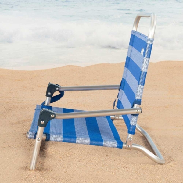 AKTIVE Klappbarer Strandstuhl, Camping, 46 x 44 x 49 cm, Sailor, Niedrige Sitzfläche, Ohne Vorderrohr, Tragkraft 110 kg, Schultertragegriff, Aluminiumstruktur, Leichte Klapp-Campingstühle (62677) Bild 5