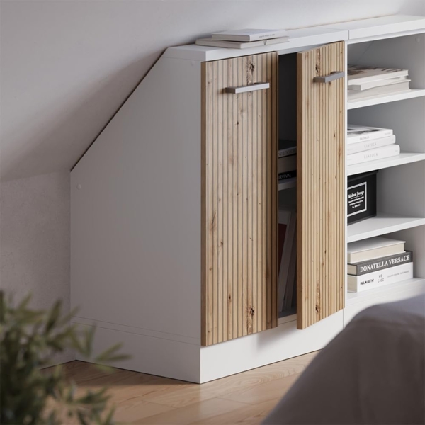 Dachschrägenschrank Rion Artisan Eiche/Weiß mit 2 Türen Vicco Bild 2