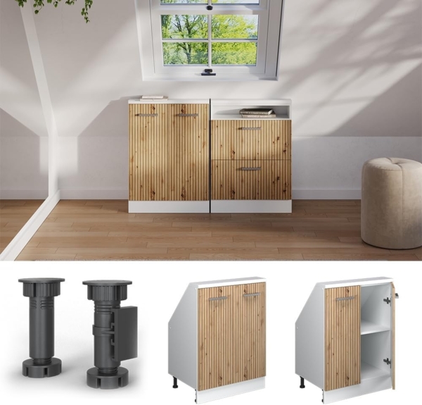 Dachschrägenschrank Rion Artisan Eiche/Weiß mit 2 Türen Vicco Bild 6