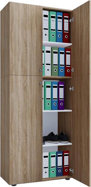 VCM. Büroschrank Bücher Ordner Aktenschrank Büromöbel Schrank Lona 5-fach Drehtüren