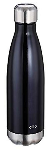 Cilio 'ELEGANTE' Isoliertrinkflasche, Edelstahl schwarz, 500 ml