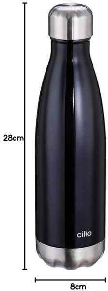 Cilio 'ELEGANTE' Isoliertrinkflasche, Edelstahl schwarz, 500 ml Bild 3