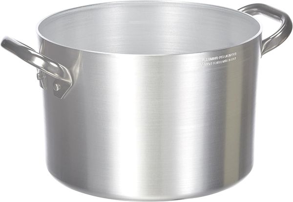 Pentole Agnelli Kasserolle Hohe aus Aluminium, mit 2 Griffen aus Edelstahl, Silber 24 cm Silber-schwarz