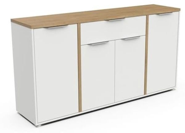 Demeyere Sideboard, Weiß und Eiche, 160,7 x 39,6 x 85,6 cm