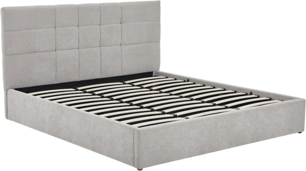 Vente-unique - Bett mit Bettkasten - 200 x 200 cm - Stoff - Grau - ELIAVA von Pascal Morabito
