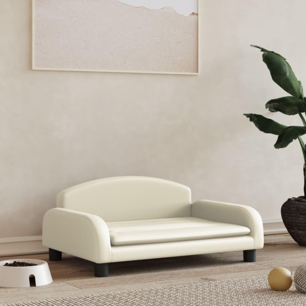 vidaXL Hundebett, Kunstleder, Creme, 70 x 45 x 30 cm